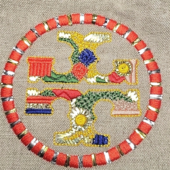 Tory Burch Embroidered Logo Broen Canvas & Leather Ella Tote Bag W/COA - Picture 13 of 14